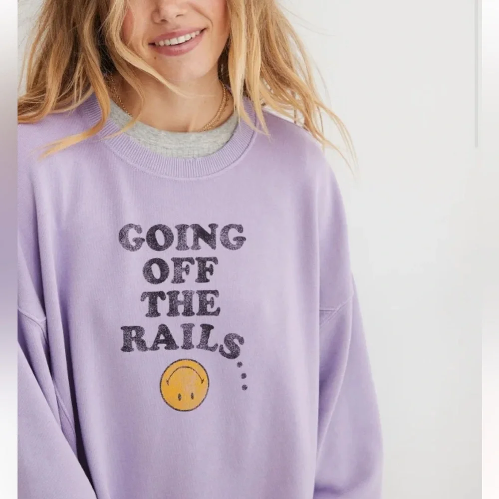 NWT AERIE THE CHILL CREW SWEATSHIRT Lavander size S